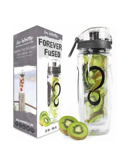 32 oz Infuser Water Bottle with Time Marks & Insulation Sleeve 